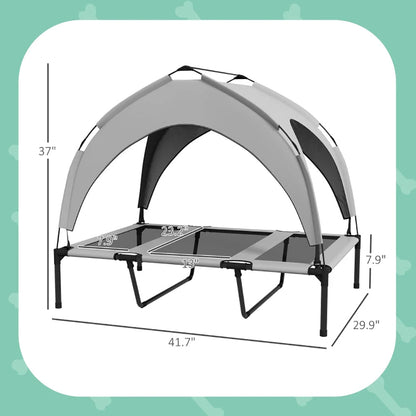 Elevated Dog Bed With Canopy, Raised Outdoor Pet Bed For Camping With Washable Breathable Mesh