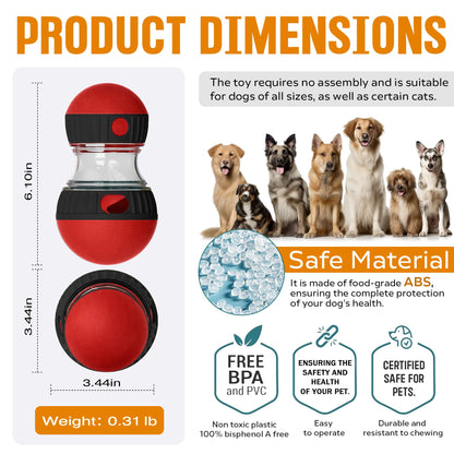 Dog Puzzle Toy, Adjustable Treat Dispensing Ball Food Dispenser Tough Slow Feeder Puppy Enrichment Training Toy Pet Interactive Chase Toys For Small Medium Large Dogs