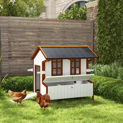 47Chicken Coop, Wooden Chicken House Raised Rabbit Hutch With Waterproof Roof, Nesting Box And Handles For 3-5 Hens, Poultry Cage Portable Hen Pen For Backyard